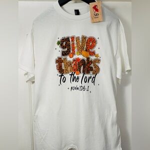 🙏 AD WEAR “Give Thanks to the Lord”Thanksgiving Tee |Psalm 106:1Fall Shirt LARGE